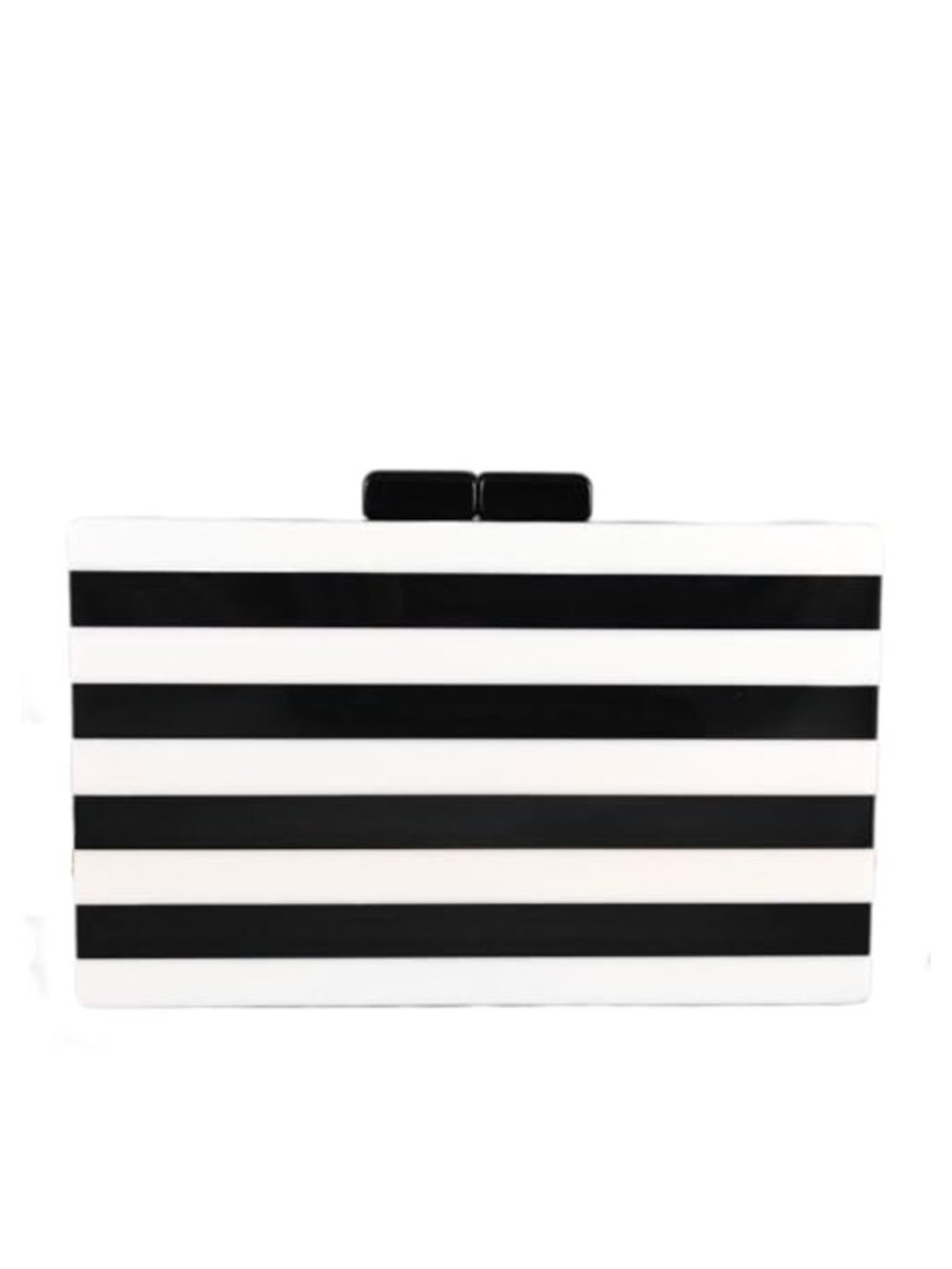 Striped Acrylic Box Clutch Evening Bag with Chain Strap